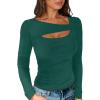 imageANRABESS Womens Cutout Tops Trendy Sexy Long Sleeve Shirts Ribbed Slim Fit Tee 2025 Fall Fashion Going Out Tshirts ClothesGreen