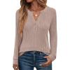imageANRABESS Womens Long Sleeve Henley Shirts 2025 Fall Tunic Tops Ribbed Knit Lightweight Sweaters Dressy Casual Blouse OutfitsTan
