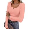 imageANRABESS Womens Long Sleeve Henley Tops Ribbed Knit Slim Fitted Trendy T Shirt Basic Tees Layer 2025 Fall Fashion OutfitsCoral