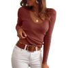 imageANRABESS Womens Ribbed Fitted Sweater Long Sleeve Shirts Scoop Neck Lightweight Casual Knit Slim Tops 2025 Fall OutfitsRust