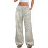 imageANRABESS Womens Striped Gingham Pants 2025 Fall Pajama Lounge Boxer Pants Casual Wide Leg Drawstring PJ Bottoms TrousersGreen White Stripe