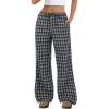 imageANRABESS Womens Striped Gingham Pants 2025 Fall Pajama Lounge Boxer Pants Casual Wide Leg Drawstring PJ Bottoms TrousersMulti Black Plaid
