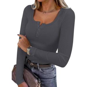 imageANRABESS Womens Long Sleeve Henley Tops Ribbed Knit Slim Fitted Trendy T Shirt Basic Tees Layer 2025 Fall Fashion OutfitsDeep Grey