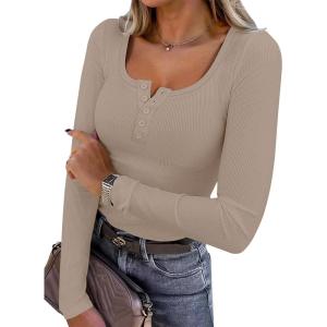 imageANRABESS Womens Long Sleeve Henley Tops Ribbed Knit Slim Fitted Trendy T Shirt Basic Tees Layer 2025 Fall Fashion OutfitsLight Khaki