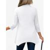 imageANRABESS 34 Sleeve Tunic Tops for Women Lapel V Neck Button Down Shirts Business Dressy Casual Blouse with Asymmetrical HemWhite