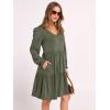 imageANRABESS Dresses for Women Casual Lace Long Sleeve V Neck Tiered Swing Flowy Loose Aline Mini Short 2025 Fall Vacation DressArmy Green