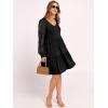 imageANRABESS Dresses for Women Casual Lace Long Sleeve V Neck Tiered Swing Flowy Loose Aline Mini Short 2025 Fall Vacation DressBlack