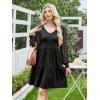 imageANRABESS Dresses for Women Casual Lace Long Sleeve V Neck Tiered Swing Flowy Loose Aline Mini Short 2025 Fall Vacation DressBlack