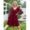 imageANRABESS Dresses for Women Casual Lace Long Sleeve V Neck Tiered Swing Flowy Loose Aline Mini Short 2025 Fall Vacation DressBurgundy