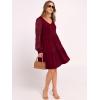 imageANRABESS Dresses for Women Casual Lace Long Sleeve V Neck Tiered Swing Flowy Loose Aline Mini Short 2025 Fall Vacation DressBurgundy