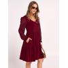 imageANRABESS Dresses for Women Casual Lace Long Sleeve V Neck Tiered Swing Flowy Loose Aline Mini Short 2025 Fall Vacation DressBurgundy