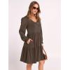imageANRABESS Dresses for Women Casual Lace Long Sleeve V Neck Tiered Swing Flowy Loose Aline Mini Short 2025 Fall Vacation DressCoffee