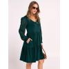 imageANRABESS Dresses for Women Casual Lace Long Sleeve V Neck Tiered Swing Flowy Loose Aline Mini Short 2025 Fall Vacation DressDeep Green