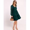 imageANRABESS Dresses for Women Casual Lace Long Sleeve V Neck Tiered Swing Flowy Loose Aline Mini Short 2025 Fall Vacation DressDeep Green