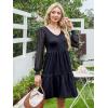 imageANRABESS Dresses for Women Casual Lace Long Sleeve V Neck Tiered Swing Flowy Loose Aline Mini Short 2025 Fall Vacation DressNavy Blue