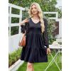 imageANRABESS Dresses for Women Casual Lace Long Sleeve V Neck Tiered Swing Flowy Loose Aline Mini Short 2025 Fall Vacation DressNavy Blue