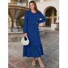 imageANRABESS Long Sleeve Midi Dresses for Women Casual 2025 Fall Crewneck A Line Tiered Flowy Loose Trendy Dresses with PocketsBlue