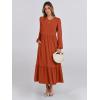 imageANRABESS Long Sleeve Midi Dresses for Women Casual 2025 Fall Crewneck A Line Tiered Flowy Loose Trendy Dresses with PocketsBrick Red