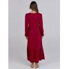 imageANRABESS Long Sleeve Midi Dresses for Women Casual 2025 Fall Crewneck A Line Tiered Flowy Loose Trendy Dresses with PocketsBurgundy