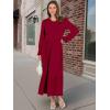imageANRABESS Long Sleeve Midi Dresses for Women Casual 2025 Fall Crewneck A Line Tiered Flowy Loose Trendy Dresses with PocketsBurgundy