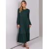 imageANRABESS Long Sleeve Midi Dresses for Women Casual 2025 Fall Crewneck A Line Tiered Flowy Loose Trendy Dresses with PocketsDark Green