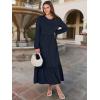 imageANRABESS Long Sleeve Midi Dresses for Women Casual 2025 Fall Crewneck A Line Tiered Flowy Loose Trendy Dresses with PocketsDark Navy Blue