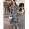 imageANRABESS Long Sleeve Midi Dresses for Women Casual 2025 Fall Crewneck A Line Tiered Flowy Loose Trendy Dresses with PocketsFloral Black