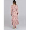 imageANRABESS Long Sleeve Midi Dresses for Women Casual 2025 Fall Crewneck A Line Tiered Flowy Loose Trendy Dresses with PocketsFloral Pink