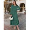 imageANRABESS Long Sleeve Midi Dresses for Women Casual 2025 Fall Crewneck A Line Tiered Flowy Loose Trendy Dresses with PocketsGrass Green