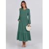 imageANRABESS Long Sleeve Midi Dresses for Women Casual 2025 Fall Crewneck A Line Tiered Flowy Loose Trendy Dresses with PocketsGrass Green