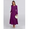 imageANRABESS Long Sleeve Midi Dresses for Women Casual 2025 Fall Crewneck A Line Tiered Flowy Loose Trendy Dresses with PocketsPurple