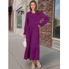 imageANRABESS Long Sleeve Midi Dresses for Women Casual 2025 Fall Crewneck A Line Tiered Flowy Loose Trendy Dresses with PocketsPurple