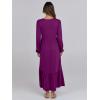 imageANRABESS Long Sleeve Midi Dresses for Women Casual 2025 Fall Crewneck A Line Tiered Flowy Loose Trendy Dresses with PocketsPurple
