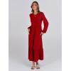 imageANRABESS Long Sleeve Midi Dresses for Women Casual 2025 Fall Crewneck A Line Tiered Flowy Loose Trendy Dresses with PocketsRed