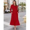 imageANRABESS Long Sleeve Midi Dresses for Women Casual 2025 Fall Crewneck A Line Tiered Flowy Loose Trendy Dresses with PocketsRed