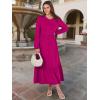 imageANRABESS Long Sleeve Midi Dresses for Women Casual 2025 Fall Crewneck A Line Tiered Flowy Loose Trendy Dresses with PocketsRose