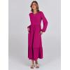 imageANRABESS Long Sleeve Midi Dresses for Women Casual 2025 Fall Crewneck A Line Tiered Flowy Loose Trendy Dresses with PocketsRose