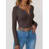 imageANRABESS Long Sleeve Shirts for Women Henley Button Down Tops Ribbed Knit Slim Fit Fall Basic Tee 2025 Casual Trendy ClothesBrown