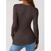 imageANRABESS Long Sleeve Shirts for Women Henley Button Down Tops Ribbed Knit Slim Fit Fall Basic Tee 2025 Casual Trendy ClothesBrown