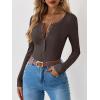imageANRABESS Long Sleeve Shirts for Women Henley Button Down Tops Ribbed Knit Slim Fit Fall Basic Tee 2025 Casual Trendy ClothesBrown