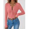 imageANRABESS Long Sleeve Shirts for Women Henley Button Down Tops Ribbed Knit Slim Fit Fall Basic Tee 2025 Casual Trendy ClothesCoral Pink
