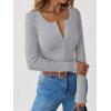 imageANRABESS Long Sleeve Shirts for Women Henley Button Down Tops Ribbed Knit Slim Fit Fall Basic Tee 2025 Casual Trendy ClothesGrey