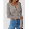 imageANRABESS Long Sleeve Shirts for Women Henley Button Down Tops Ribbed Knit Slim Fit Fall Basic Tee 2025 Casual Trendy ClothesGrey Khaki