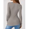 imageANRABESS Long Sleeve Shirts for Women Henley Button Down Tops Ribbed Knit Slim Fit Fall Basic Tee 2025 Casual Trendy ClothesGrey Khaki