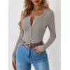 imageANRABESS Long Sleeve Shirts for Women Henley Button Down Tops Ribbed Knit Slim Fit Fall Basic Tee 2025 Casual Trendy ClothesGrey Khaki