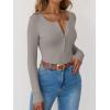 imageANRABESS Long Sleeve Shirts for Women Henley Button Down Tops Ribbed Knit Slim Fit Fall Basic Tee 2025 Casual Trendy ClothesGrey Khaki