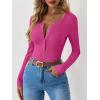 imageANRABESS Long Sleeve Shirts for Women Henley Button Down Tops Ribbed Knit Slim Fit Fall Basic Tee 2025 Casual Trendy ClothesHot Pink