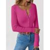 imageANRABESS Long Sleeve Shirts for Women Henley Button Down Tops Ribbed Knit Slim Fit Fall Basic Tee 2025 Casual Trendy ClothesHot Pink