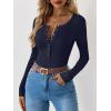 imageANRABESS Long Sleeve Shirts for Women Henley Button Down Tops Ribbed Knit Slim Fit Fall Basic Tee 2025 Casual Trendy ClothesNavy Blue