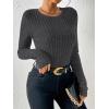 imageANRABESS Long Sleeve Shirts for Women Ribbed Knit Tshirt Slim Fit Crewneck Basic Tee Top 2025 Fall Casual Work Trendy ClothesDark Grey